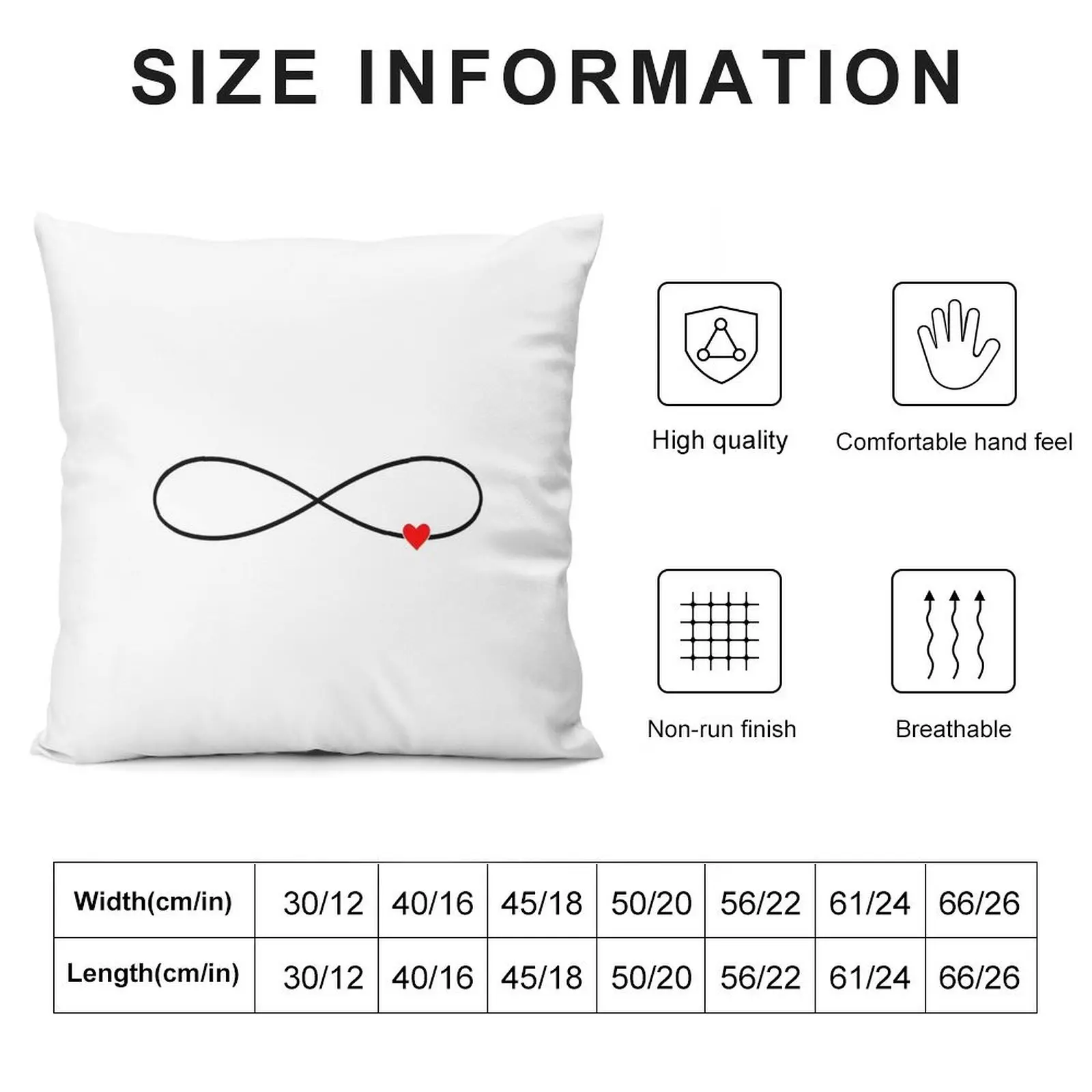 Знак бесконечности сердце любовь лемникат подарок диванная подушка наволочка