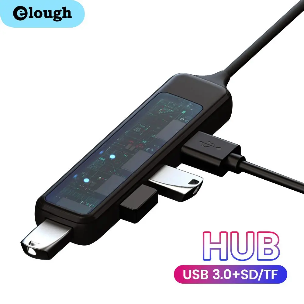 

USB-концентратор Elough 4 в 1 с поддержкой TF/SD-карт, USB Type-C на USB 3,0