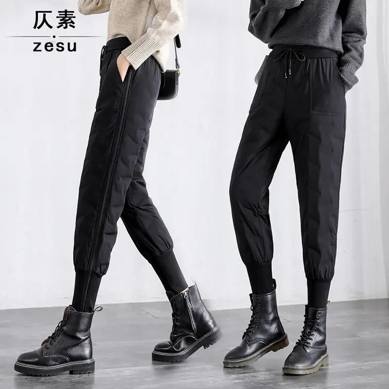 Warm Pants for Women Classic Trousers Female Autumn Winter Pants Women's Classic with High Waist Black