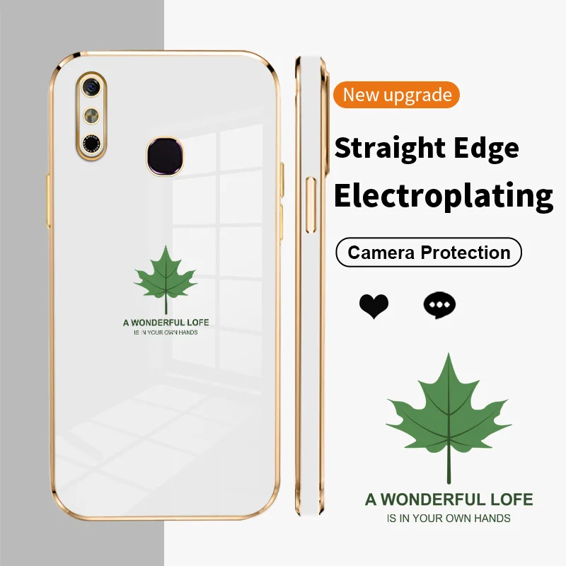 

Maple Leaves Square Electroplating Phone Case for Infinix Smart 4 4C 5 6 HD 6 Plus Hot 10 Lite Zero X X Pro X Neo Zero Ultra
