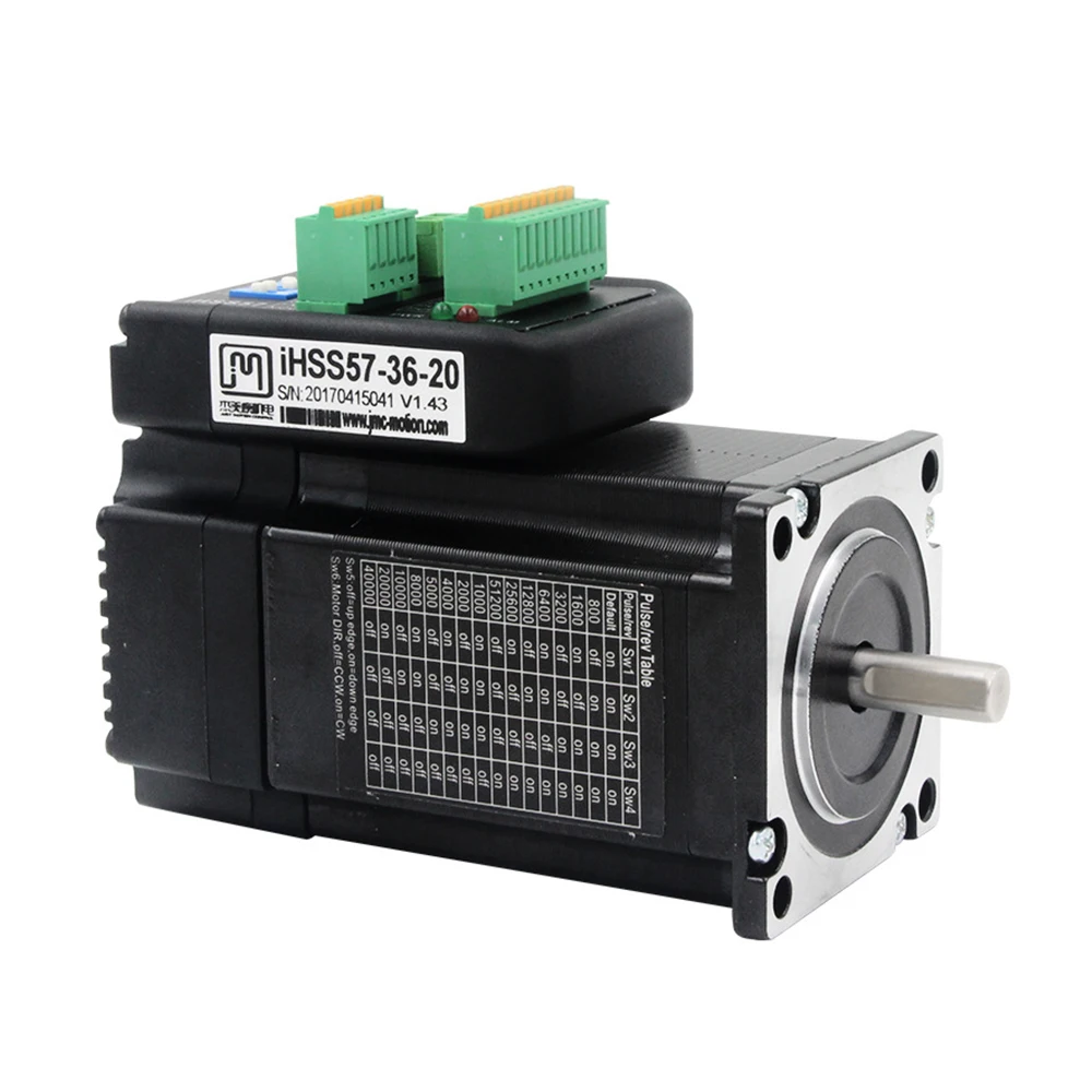 

Aubalasti 2N.m Nema23 Integrated Closed Loop Stepper Motor 5A 36VDC 0-1500RPM Hybrid Servo Motor and Driver 57x76mm iHSS57-36-20