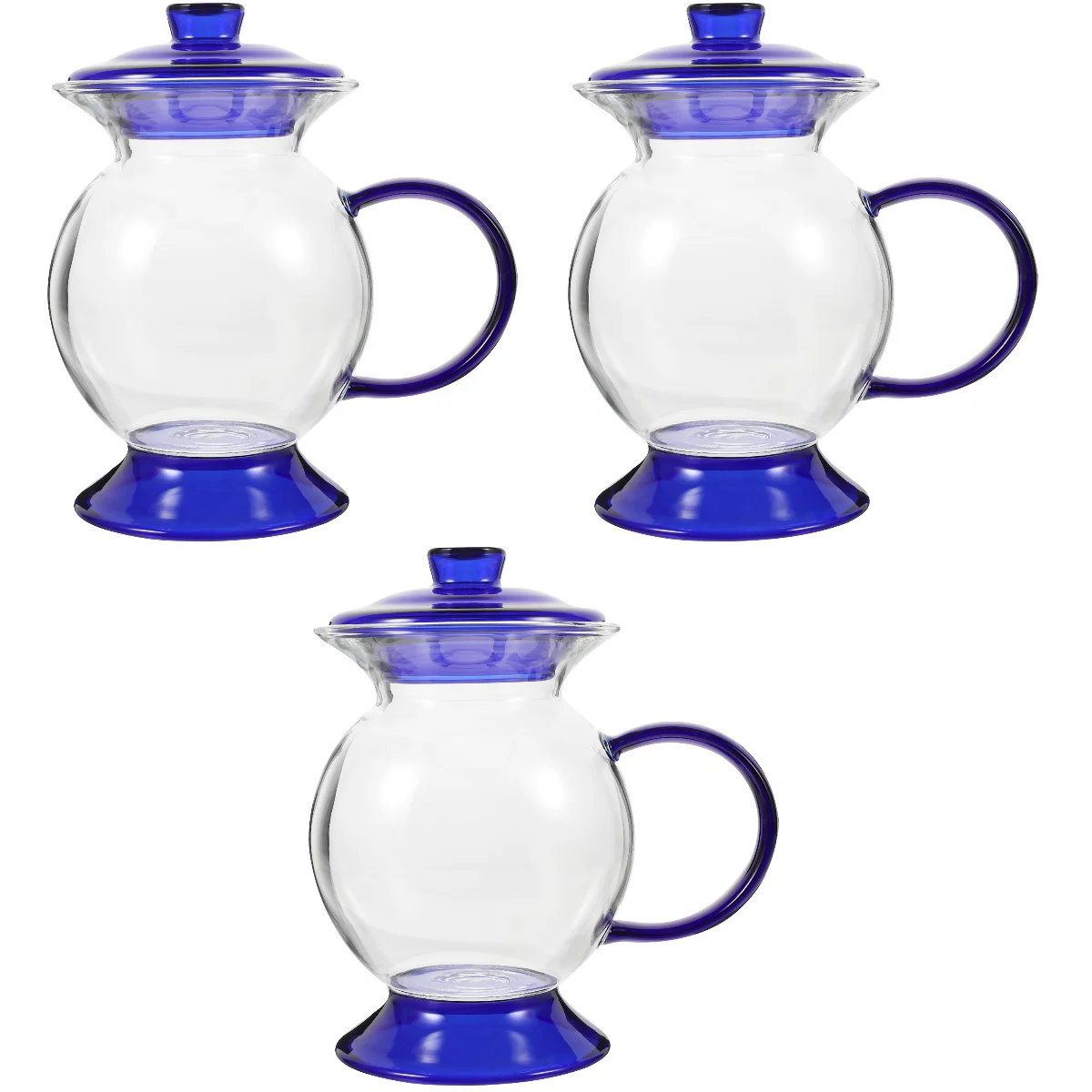 

3pcs Household Water Cup Vintage Coffee Cup Old Fashion Style Glass Cup Covered Glass Mug