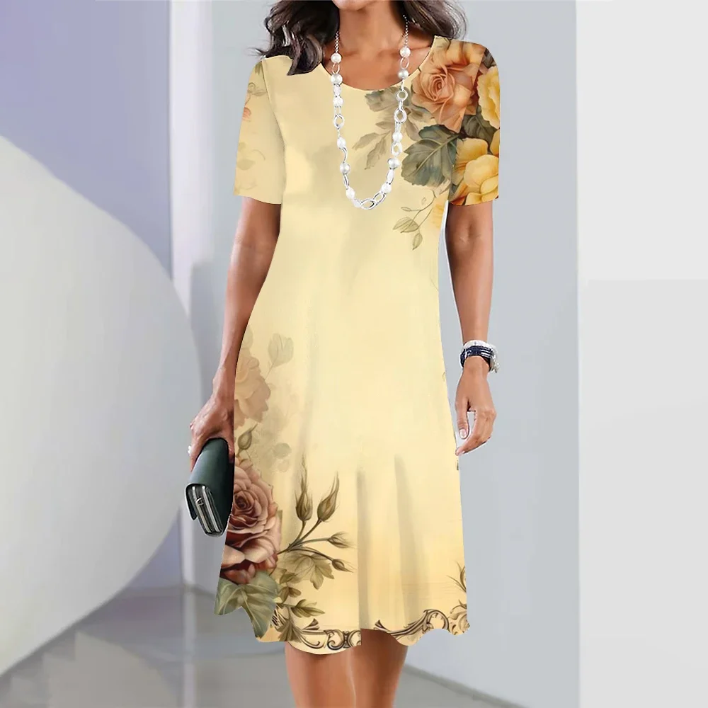 Новые женские платья с принтом подсолнечника женское элегантное свободное