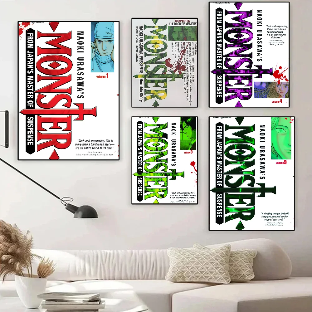 N-Naoki Urasawa S Monster Anime Classic Vintage Poster Paper Print Home Living Room Bedroom Entrance Bar Cafe Art Painting Decor