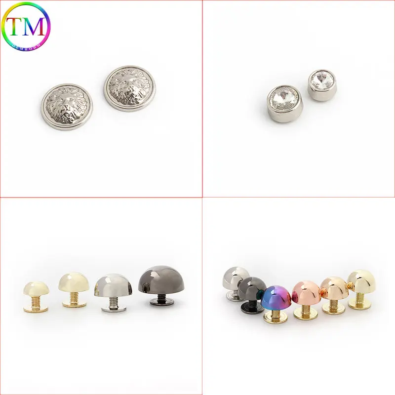 50-200 Pieces Round Mushroom Rivets Crystal Rivet Stud Nail Diy Leather Craft Shoes Clothing Bag Repair Hardware Accessories