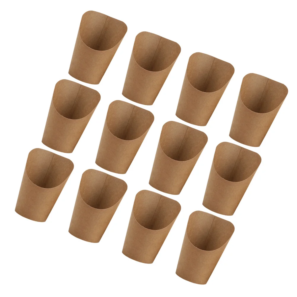 

50 Pcs Brown Basket Snack Holder Kraft Board Chip Cones Containers Cookies Popcorn Boxes Sandwich French Fries Packing Bucket