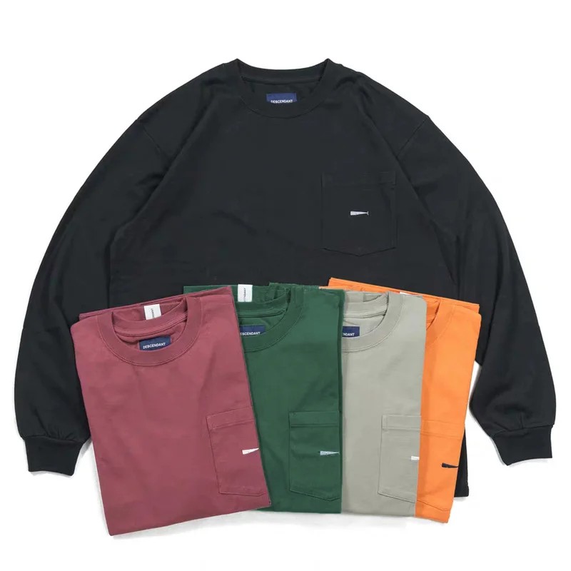 

Descendant DCDT 22SS Japanese Pocket Small Whale Loose Relaxed Round Neck Couple Cotton Backed Long Sleeve