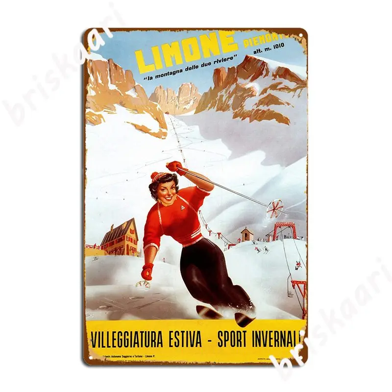 

Винтажный итальянский постер Limone Piemonte для катания на лыжах, итальянская дорожная реклама, металлический плакат, клубный Настенный декор на ...