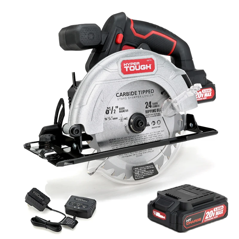 

Hyper Tough 20V Max Lithium Ion Cordless 6-1/2 inch Circular Saw with 1.5Ah Lithium-ion Battery, Charger, Blade & Rip Fence
