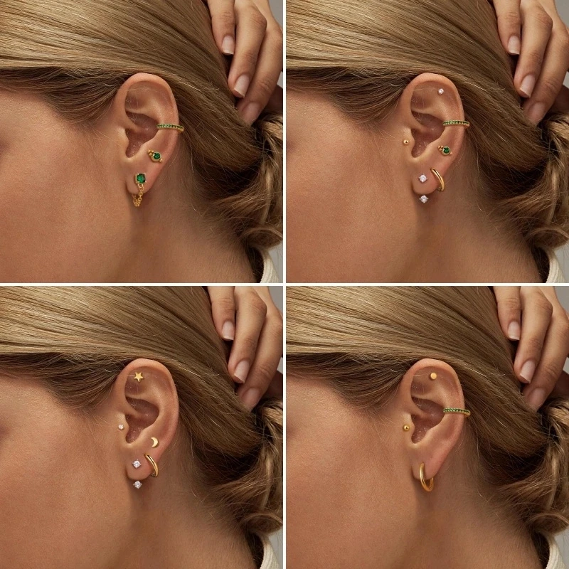 20 шт. нежные удобные серьги из нержавеющей стали с зеленым драгоценным камнем и