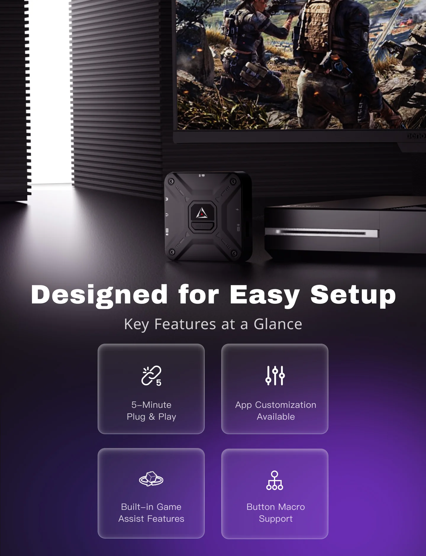 Фото Адаптер для клавиатуры и мыши AIMZENIX AX360P для Xbox/PS4/NS, конвертер для консольных FPS-игр, настройка через мобильное приложение 【Новая версия 2026 года】 №5