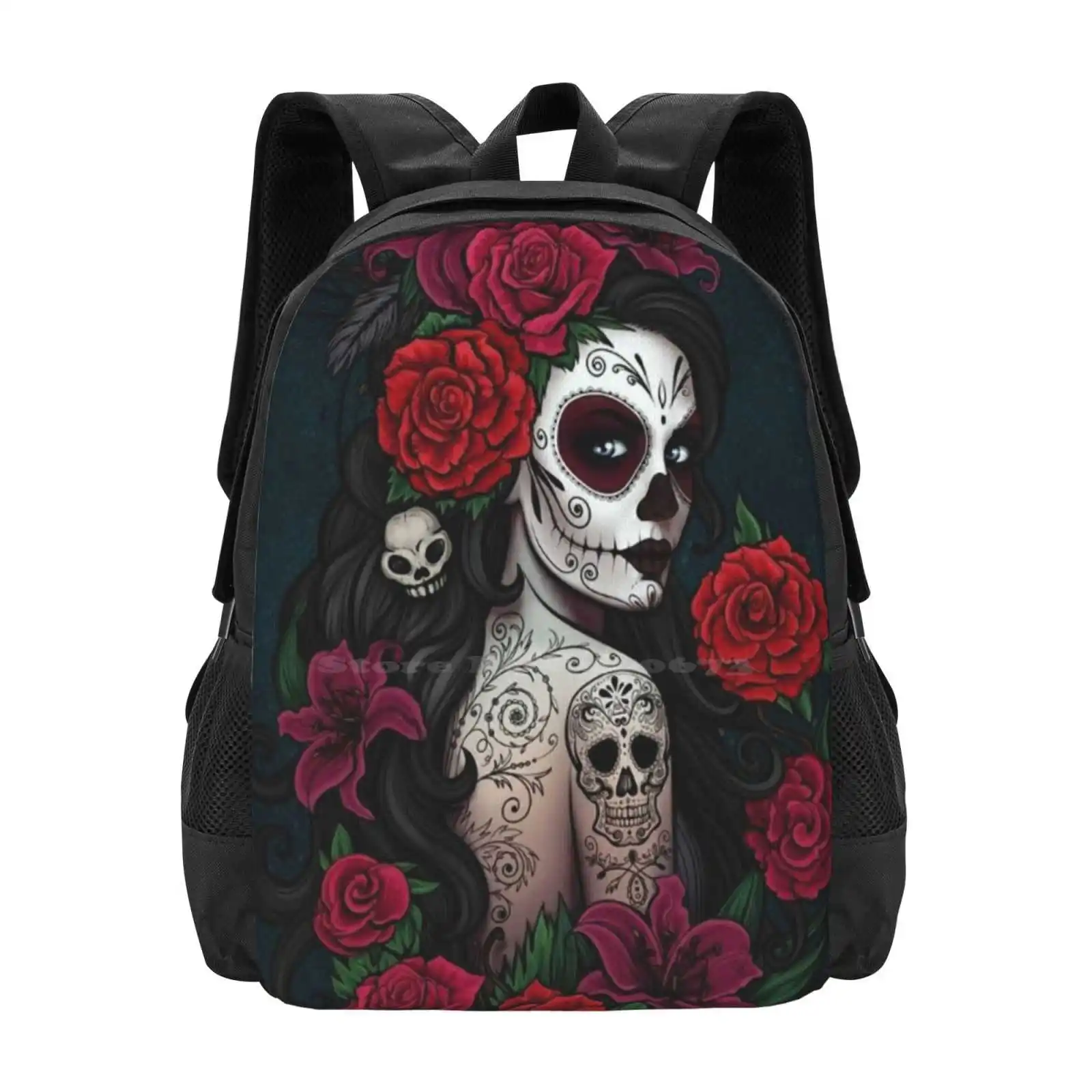 

Catrina Tatto Новые поступления унисекс сумки женская сумка дневной мертвый череп тату цветы женщина красивая розовая фиолетовая