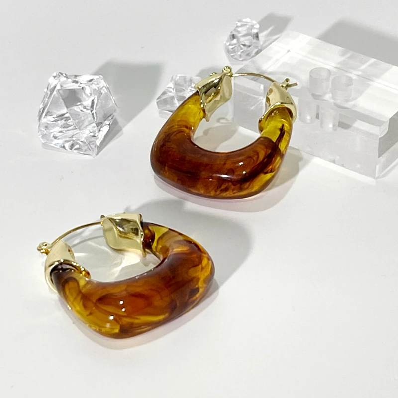 

Transparent C-Shaped Hoop Resin Earring for Women Exaggerated Large Thick Woman Acrylic Earring Geometric Korean Fashion Jewelry