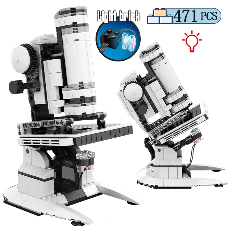 

471PCS City Lighting Medicine Microscope Model Building Blocks Science Light Bricks Educational Toys for Children Boys Gifts