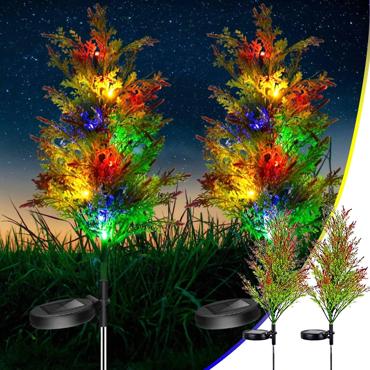 

Уличные светодиодные фонари на солнечной батарее для рождественской елки, водонепроницаемые, меняющие цвет, Ландшафтная лампа для дома, са...