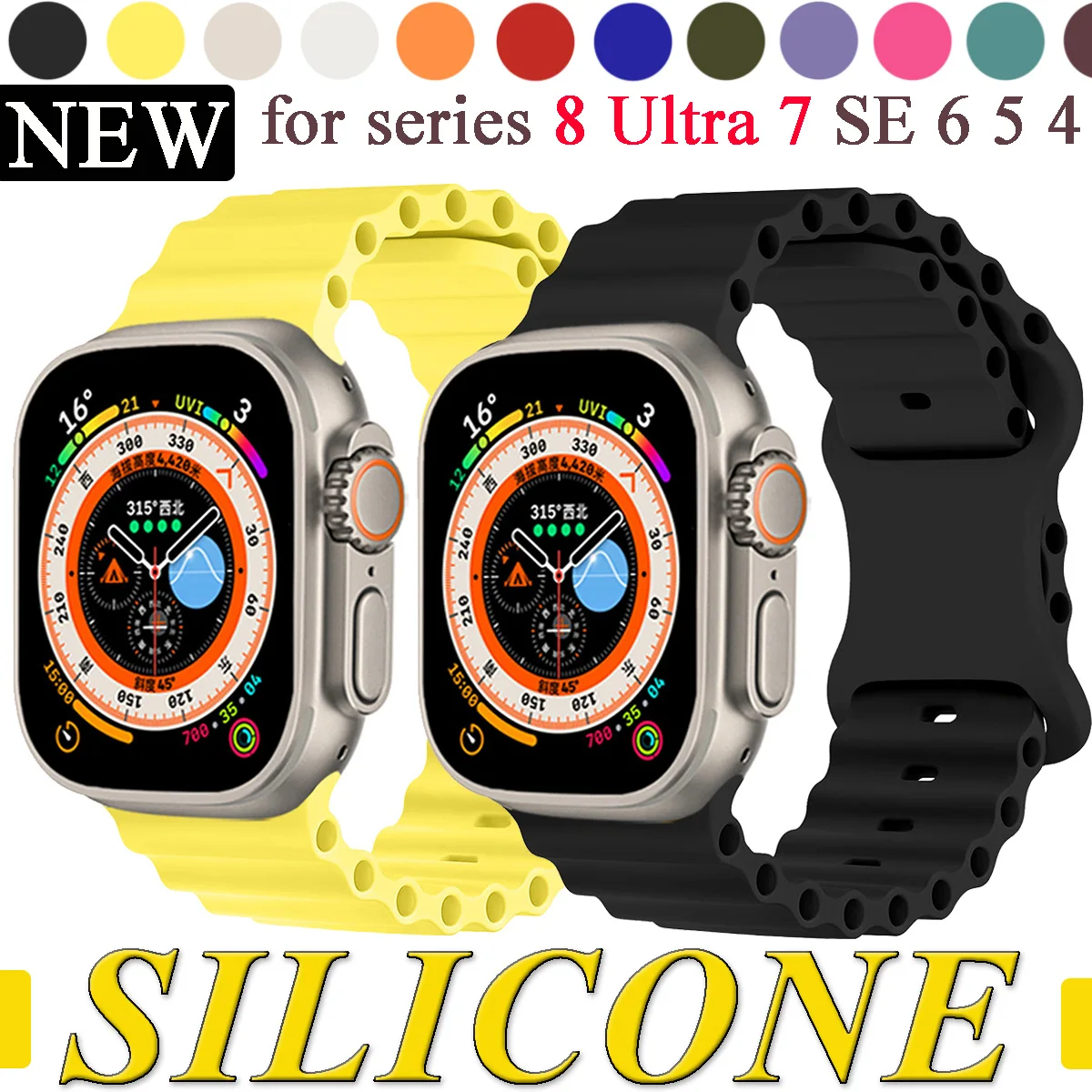 

Ocean strap for Apple watch Band 49mm ultra 44mm 40mm 45mm 41mm 42mm 45 mm silicone bracelet correa iWatch series 7 8 4 5 6 3 SE