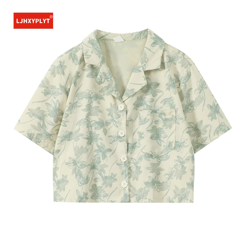 

Floral Print Short-sleeved Suit Collar Shirt Women's Summer New Korean Version Loose All-match Thin Short Cardigan Top Female