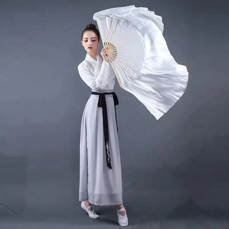 

Plain White Silk Veil Hand Made Belly Fans Folk Art Dancing Performance Chinese Classical Dance Court Party Stage Fan 2pc/lot