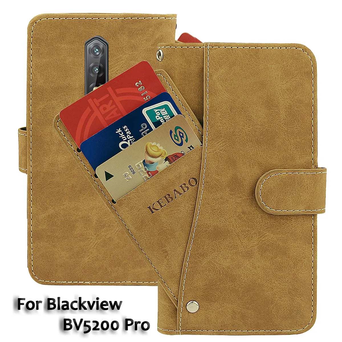

Vintage Leather Wallet Blackview BV5200 Pro Case 6.1" Flip Luxury Card Slots Cover Magnet Phone Protective Cases Bags