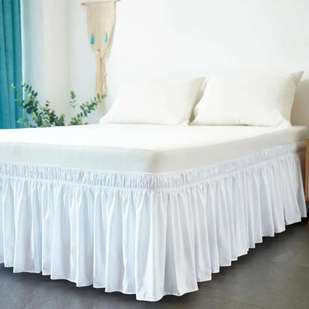 

Bed Elastic Surface Around Bed Wrap Twin Hotel /full/ 38cm Queen/ Without Shirts Bed Height Skirt Home King Size White Decor For