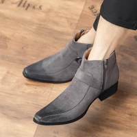 mens boots vintage chelsea ankle boots suede zip pointed high top shoes business office wedding shoes motorcycle boot sneakers