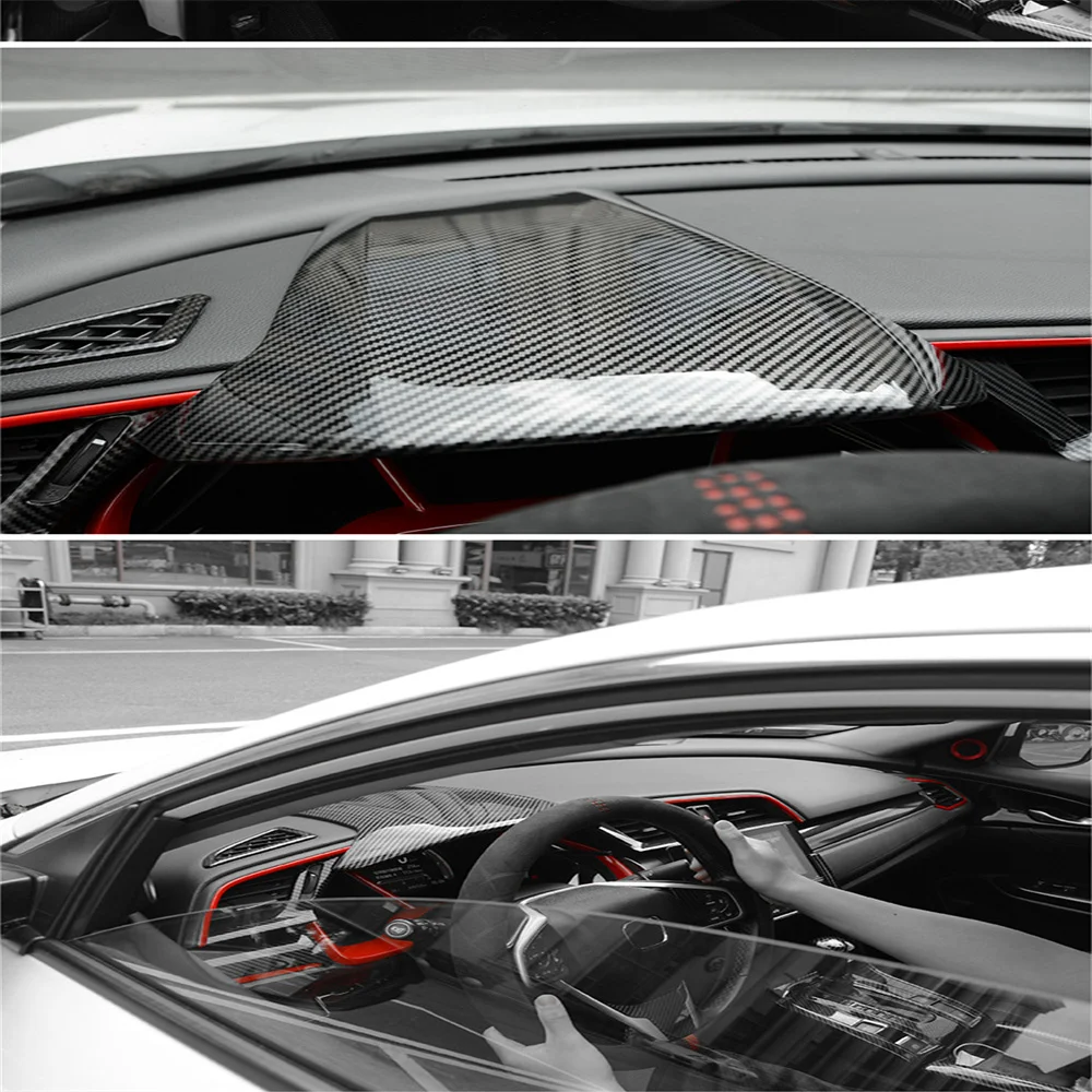 Накладка на приборную панель автомобиля из углеродного волокна рамка для Civic 10-го