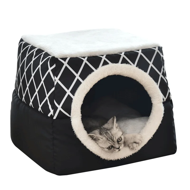 

Warm Cat House Pet Bed For Small Dogs Soft Nest Kennel Bed Cave House Sleeping Bag Mat Pad Tent Pets Cushion Cozy Beds Cama Gato