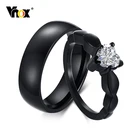 Vnox романтическое сердце из фианита для пары свадебных фотографий, черные браслеты из нержавеющей стали, ювелирные изделия для помолвки, подарок на любовь