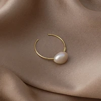 minar delicate irregular baroque pearl charm rings for women brass gold twisted adjustable open ring statement french jewelry