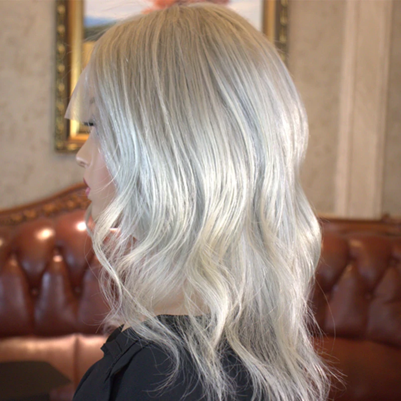 Парик Платиновый светлый из натуральных человеческих волос с фронтальной