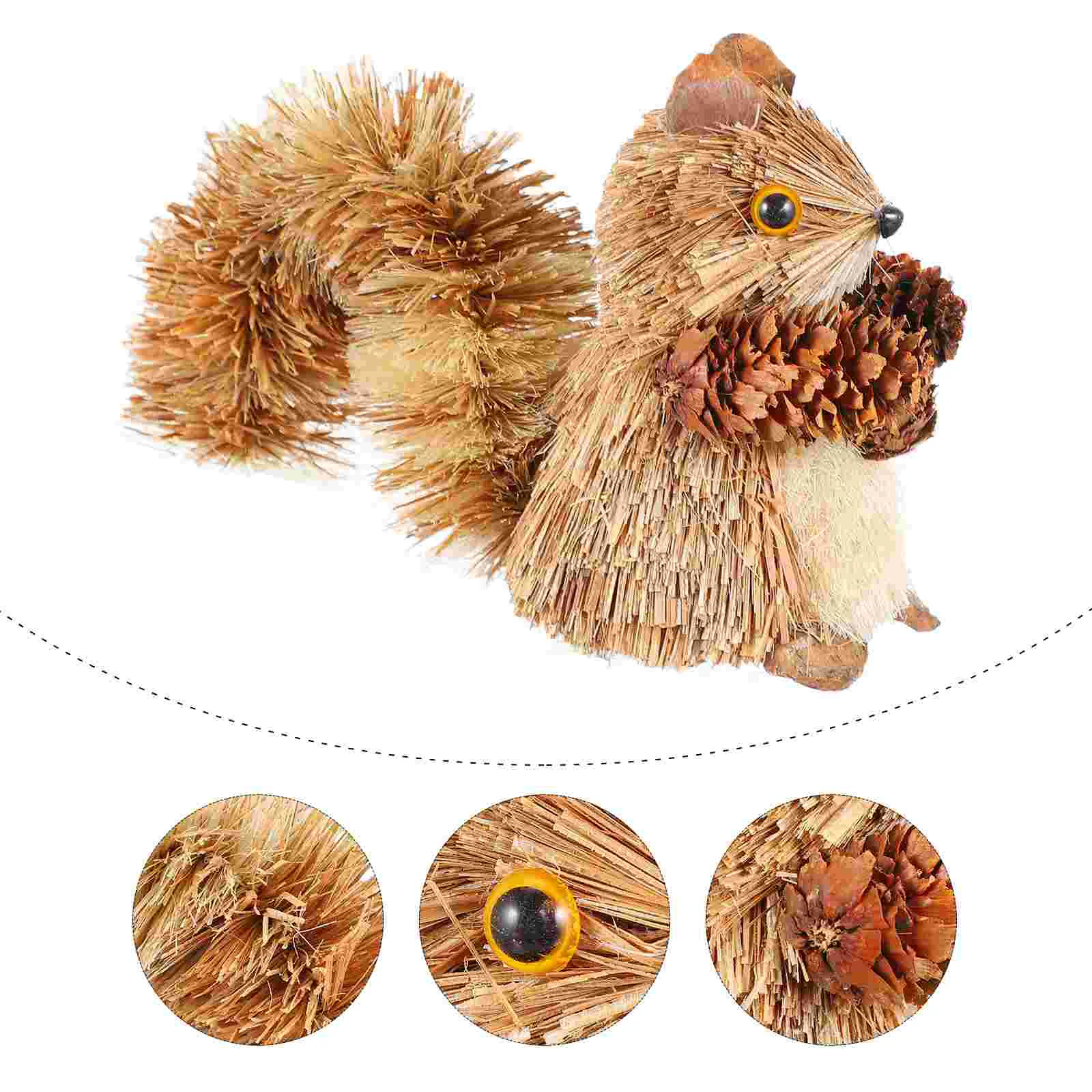 

Christmas Squirrel Ornaments Landscape Miniture Decoration DIY Woven Artware Scene Figurine Wooden Tree Decorations