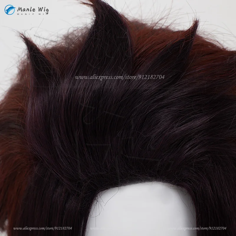 Парик для косплея Kamado Tanjirou термостойкий из синтетических волос с шапочкой