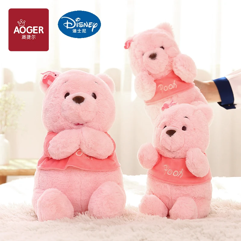 

Hot! Disney Lovers Gifts Winnie The Pooh Kawaii Stuffed Doll Cute Cherry Blossom Girl Pink Plush Animal Toys for Girlfriend Gift