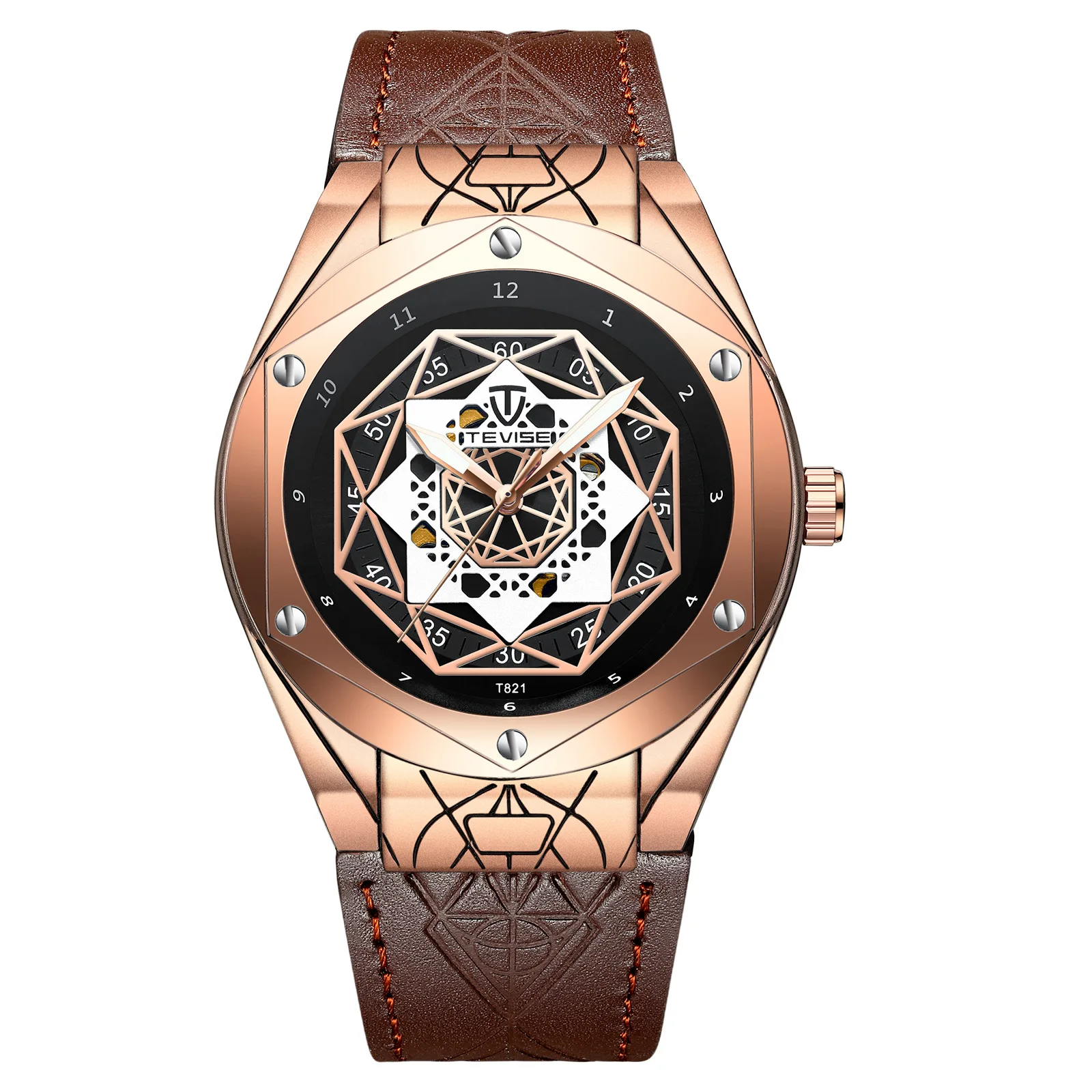 Automatic mechanical watch men's spider waterproof watch Leather Watch