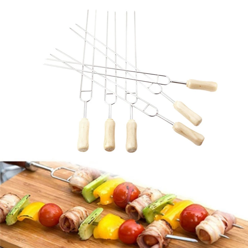 

6Pcs/Set Barbecue Tools Stainless Steel Meat Grill U Shape Fork Outdoor Cooking Corn Holder BBQ Fork Tool