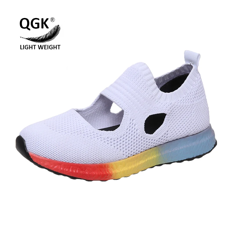 

QGK Couple Soft Comfortable Open Mouth Casual Shoes Spring New Outdoor Fashion Running Non-slip Sneakers