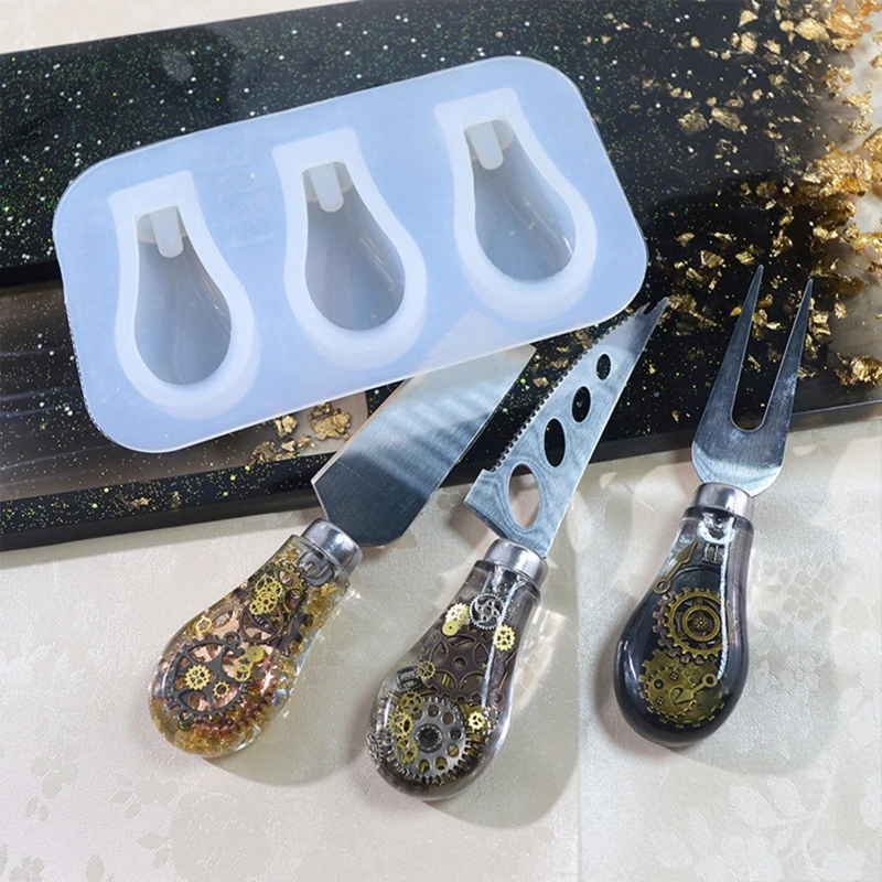 

Dinner Fork Knife Handle Resin Epoxy Mold Dessert Fork Knife Making Kit Cutlery Fork Knife Part Resin Mold for DIY Craft