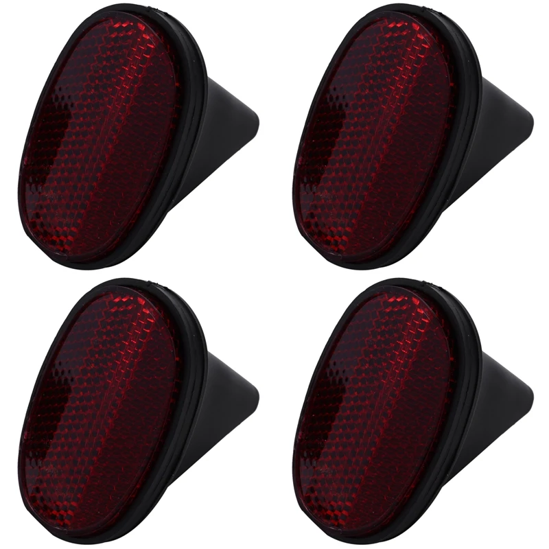 

4 Pcs Bicycle Rear Tail Fender Reflector Mudguard Oval Warnning Red Black