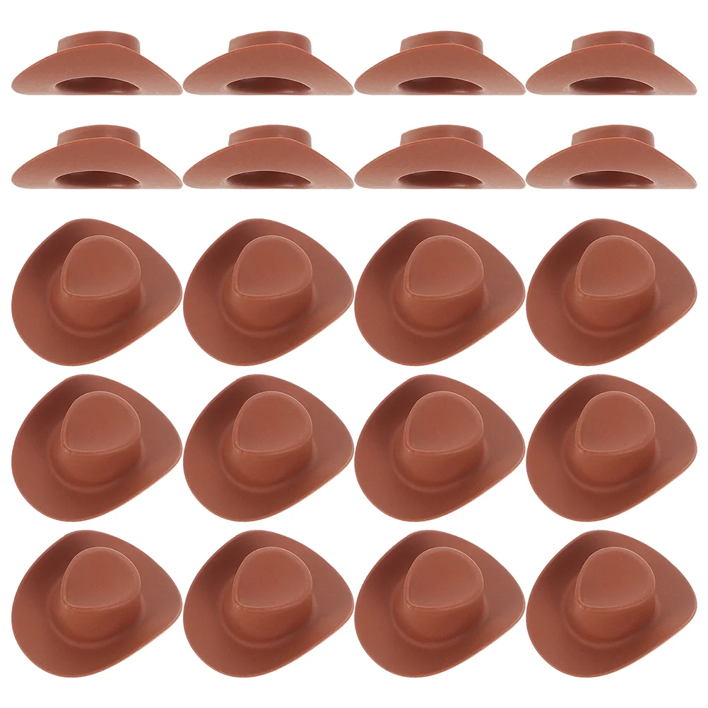 

40 Pcs Kid Stickers Bulk Party Supplies Mini Miniature Hat Crafts Hats Tiny Dolls Plastic Little Cowboy Child