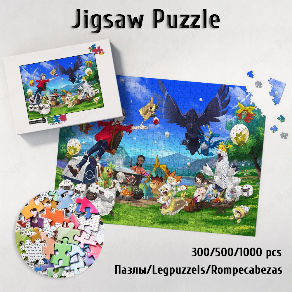 

Pokmon Cartoon Pikachu Jigsaw Takara Tomy Japanese Style Anime Puzzles Board Games 300/500/1000 Pieces Large Family Puzzle Game