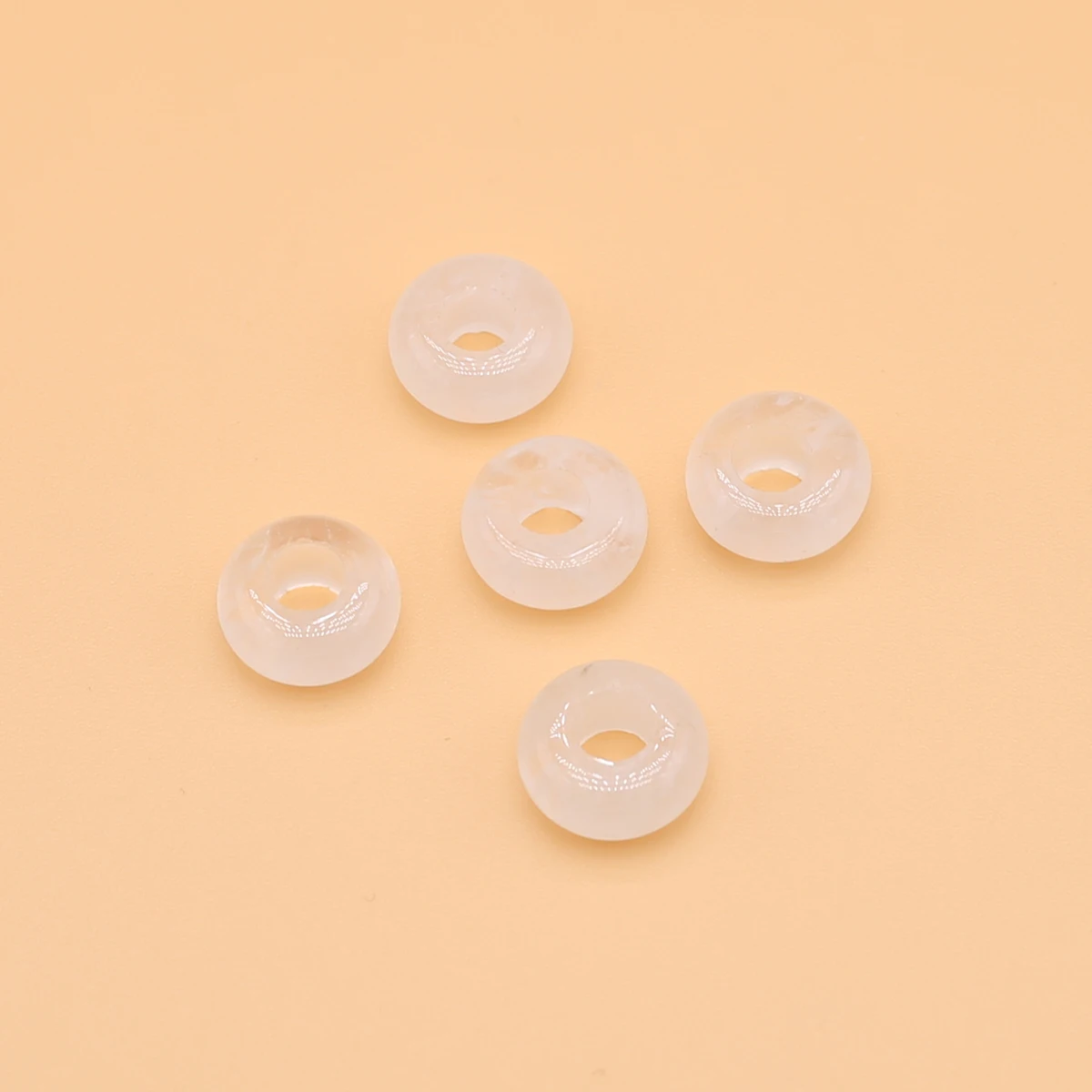 

5 PCS Fashion Natural Stone Flat Beads White Clear Crystal Big Hole Beads Good Quality for DIY Jewelry Accessories 6*12mm