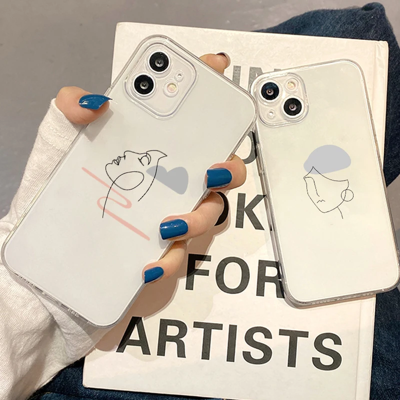 

Simple Line Style Painting For iPhone 11 Case 14 13 12 Pro Max 12 13 Mini X XR XS Max SE 6 7 8 Plus Phone Case Silicone Cover