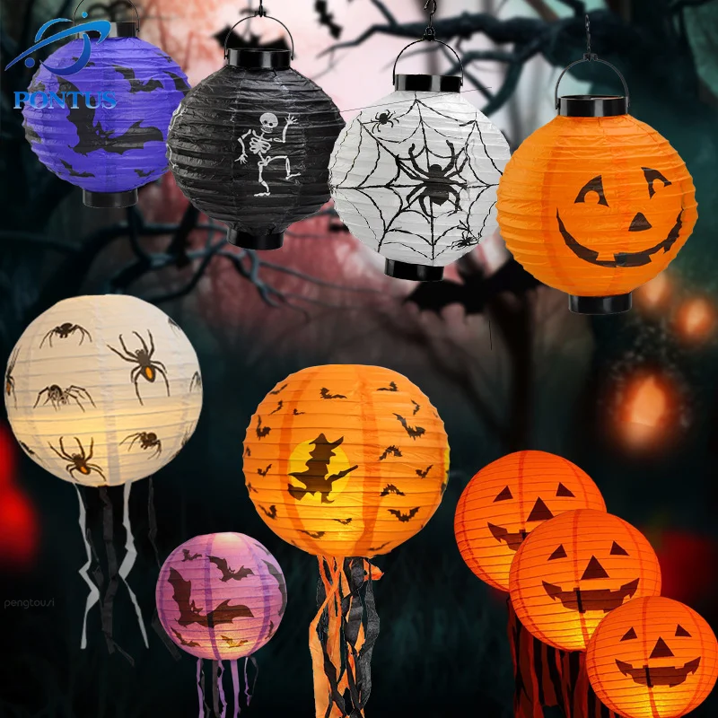 

Бумажный фонарь на Хэллоуин, фонарь тыквы, s паук, подвесное украшение, скелет, реквизит ужасов, украшение для вечевечерние НКИ на открытом в...