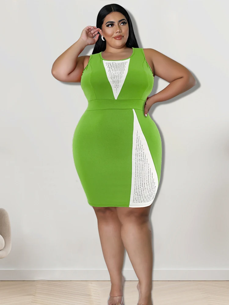Plus Size Dressess Summer Woman Clothing Sleeveless Elegant Parti Dress Chubby Ladies Even Dress Wholesale Bulk Dropshipping