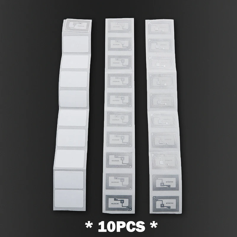 

10pcs 13.56MHZ NFC Chip Tags RFID Programmer Chip Sticker Wet Inlay Label Universal 25*40mm