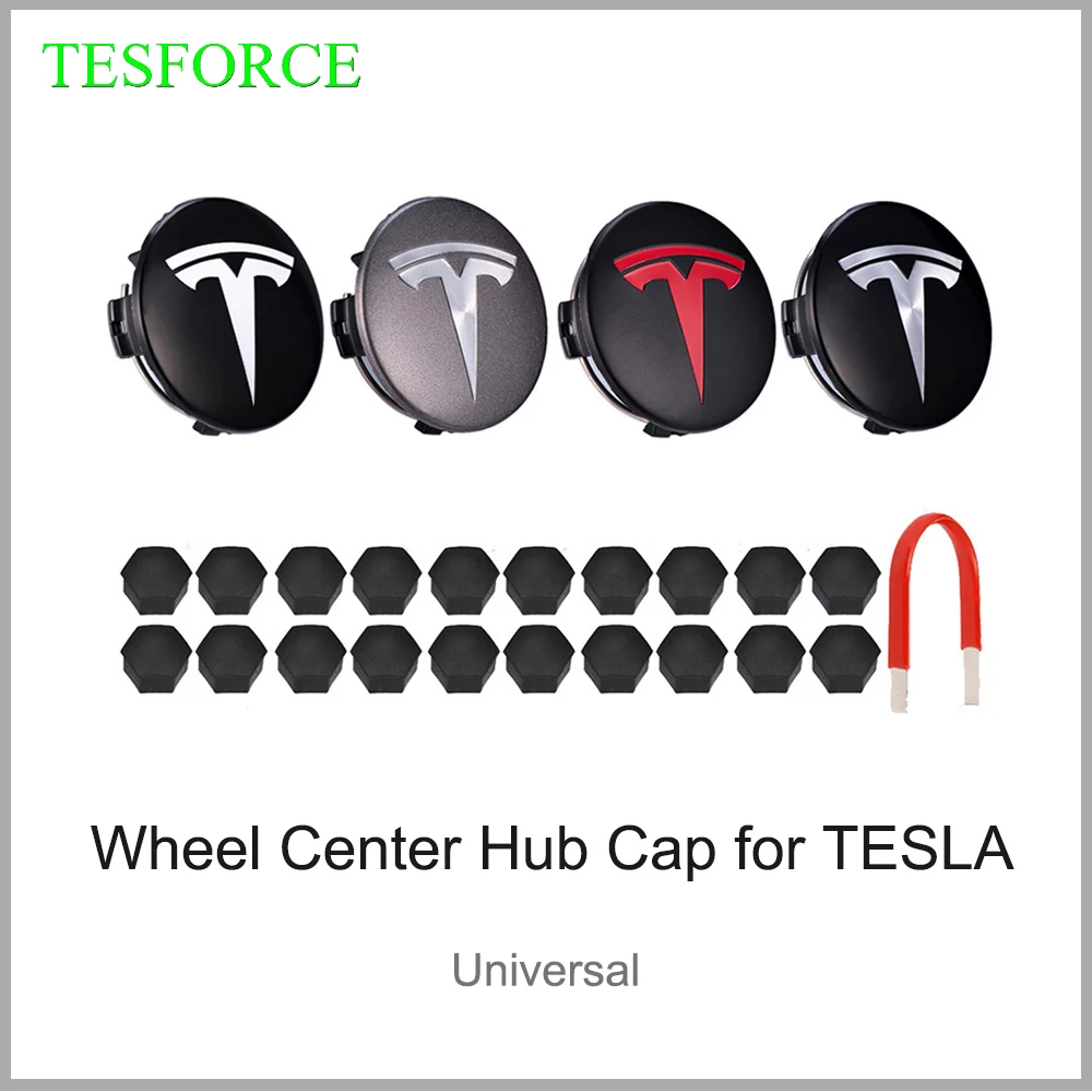 

for Tesla Model 3/S/X Car Wheel Center Hub Caps 25/29 PCS Kit with 4 Center Cap Set 20 Wheel Lug Nut Cover Kit Tesla Decorations