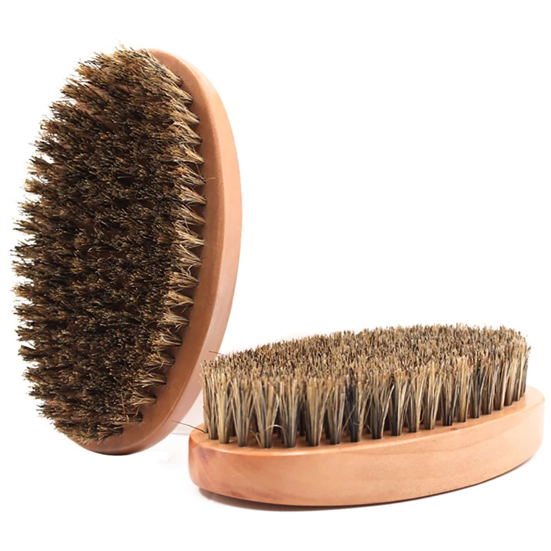 

Экологичная Мужская бритвенная щетка с Кабановой щетиной, портативная Парикмахерская натуральная щетка для бороды для чистки лица