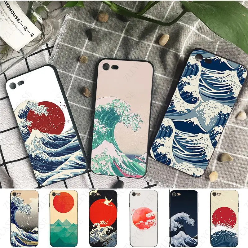 Чехол для телефона в японском стиле, с волнистым рисунком, для iPhone 13pro, 6s, 7, 8Plus, XS, XR, Φ, 14pro, 11Pro, 12pro max, 13mini, SE 2022