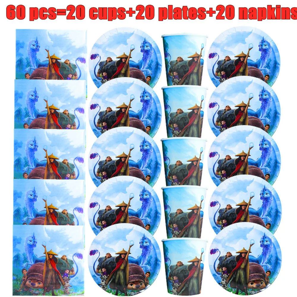 

Disney Raya and The Last Dragon Theme Kids Favor Birthday Pack Event Party Cups Plates Baby Shower Disposable Tableware Supplies
