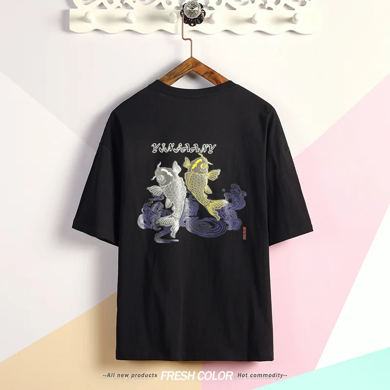 

13816 Men's T-Shirts Summer Short Sleeve t shirt men Simple creative design line cross Print cotton Brand shirts Men Top Tees